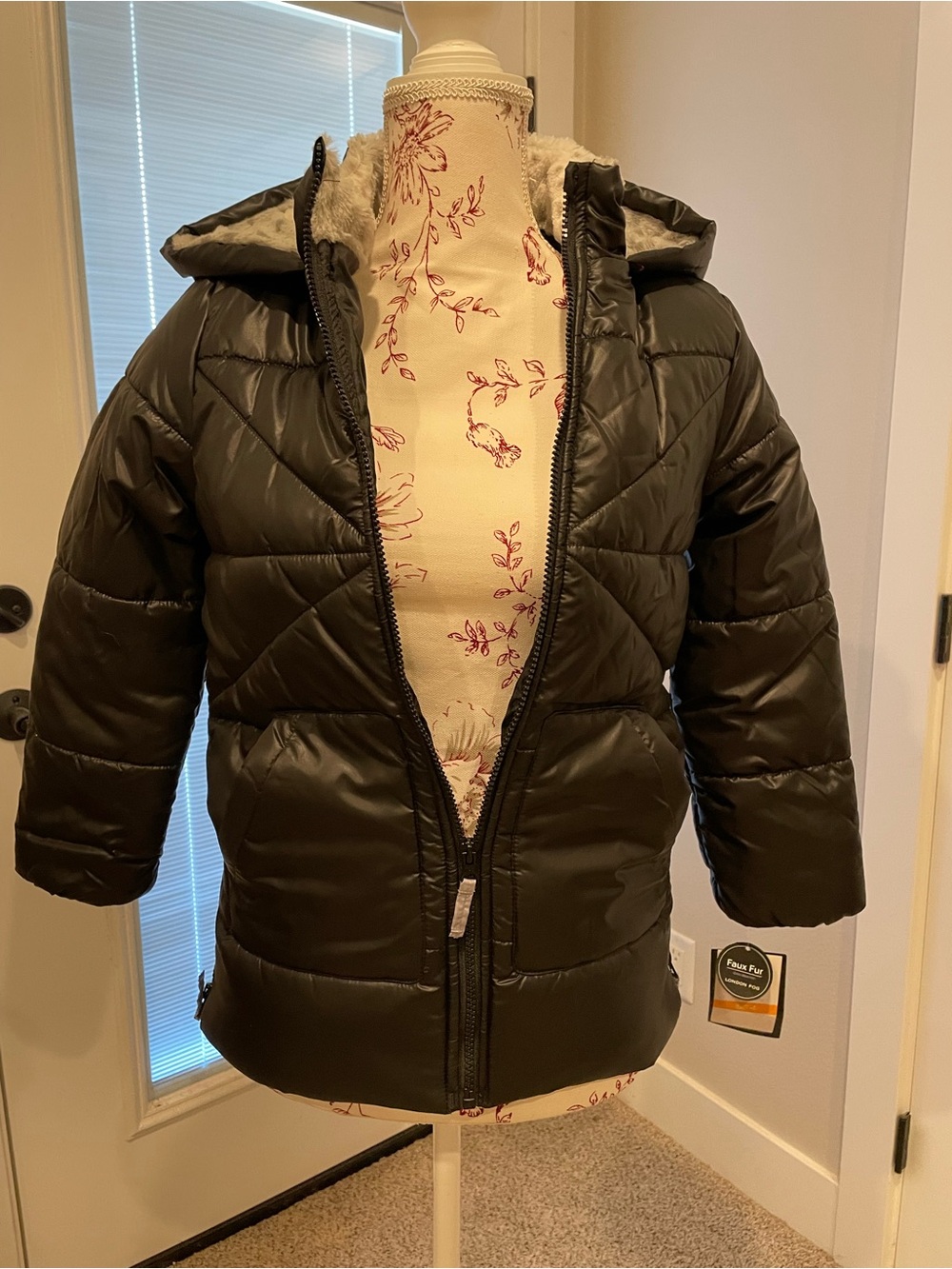London Fog Black Kids Puffer Jacket with Hood